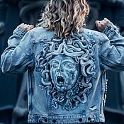 Одежда handmade. Livemaster - original item Medusa Gorgon print denim jacket. painted clothing. Handmade.