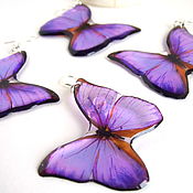 Украшения handmade. Livemaster - original item Transparent Earrings Bright Purple Lilac Butterfly Resin Baby. Handmade.