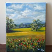 Картины и панно handmade. Livemaster - original item Oil painting of Poppies in the field! oil on canvas 25*20 cm.. Handmade.