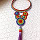  Color therapy. Rainbow Macrame Necklace with Tassel, Necklace, Astrakhan,  Фото №1
