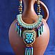Necklace in the ethno style 'Blue Cat', Necklace, Astrakhan,  Фото №1