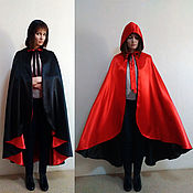 Одежда handmade. Livemaster - original item Black red hooded cloak Cape costume vampire witch Halloween. Handmade.
