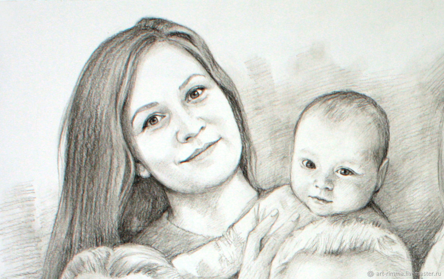 Семейные портреты карандашом для мамы
