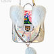 Эксклюзивная сумка с мехом песца и ручной вышивкой бисером Blu dream, Сумка через плечо, Москва,  Фото №1