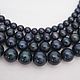 Natural black pearls with a blue tint Class AAA beads 11 mm, Beads1, Moscow,  Фото №1