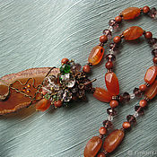 Украшения handmade. Livemaster - original item Beads of Carnelian Moonlight with large pendant - agate. Handmade.