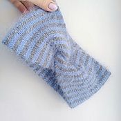 Аксессуары handmade. Livemaster - original item Knitted headband in blue and gray stripes made of mink down. Handmade.