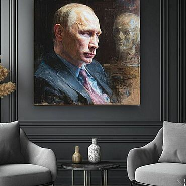 Картины и панно ручной работы. Ярмарка Мастеров - ручная работа Картины: Интерьерная картина маслом Путин энергия истории. Handmade.