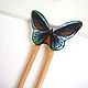 Wooden Ash Hairpin with Turquoise Butterfly Resin. Hairpin. WonderLand. My Livemaster. Фото №4