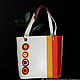 Order Leatheк white yellow red colourful bag with dots. Leather  Art  Phantasy. Livemaster. . Classic Bag Фото №3