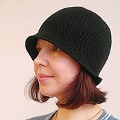 Аксессуары handmade. Livemaster - original item Women`s cloche hat, elegant hat for autumn, knitted Black. Handmade.