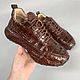 Sneakers made of genuine crocodile leather, in brown color, Sneakers, St. Petersburg,  Фото №1