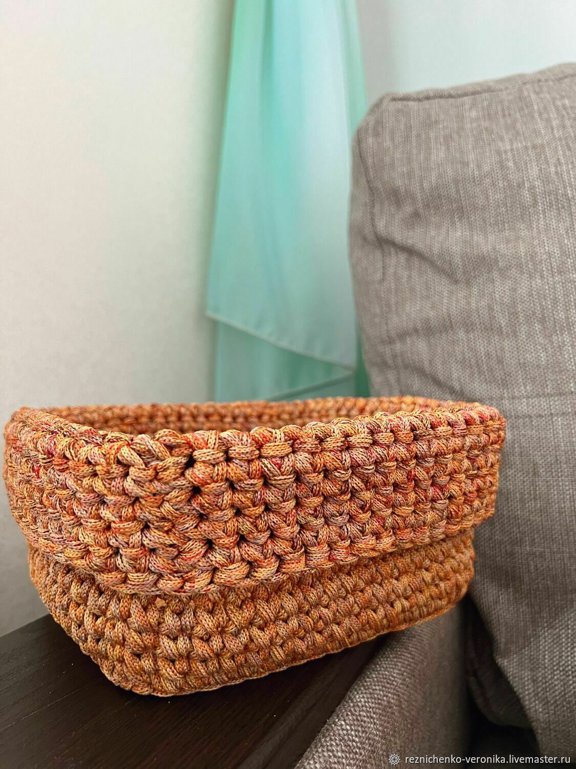 Квадратная мягкая корзина из шнура. Корзины вязаные для хранения в ...