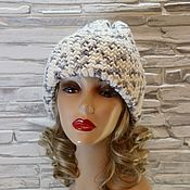 Beret gray knitted openwork