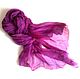 Batik stole scarf Amethyst heart Handmade Batik from Natalia Sorokina Shop silk Paradise purple fuchsia odroczenie gift girl
