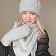Шапка, косынка и варежки пух норки. Комплекты головных уборов. KnitForHeat | Шапки, варежки ручной работы. Интернет-магазин Ярмарка Мастеров.  Фото №2