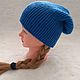 Hat, knitted beanie blue
