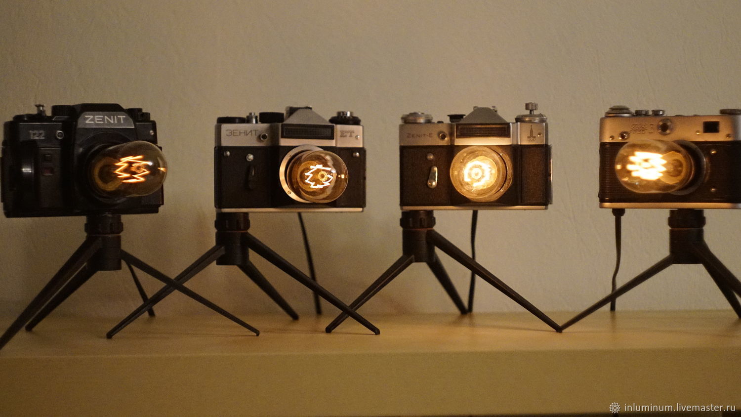 Винтажные лампы из старых фотоаппаратов. Zenit Camera Lamp и Praktica Camera Lam