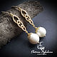 Earrings classic: with white pearls Majorca ' Elada', Earrings, Rostov-on-Don,  Фото №1