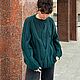 Jerseys: Women's knitted sweater with braids of the color dark green oversize. Jumpers. Kardigan sviter - женский вязаный свитер кардиган оверсайз. My Livemaster. Фото №4