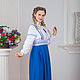 Russian linen blouse in brown (blue pattern). Blouses. ivankaclub (ivankaclub). My Livemaster. Фото №4