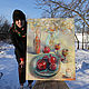 Order Oil painting 'Bouquet with Snow berries and pomegranates', 90-70. Zhanne Shepetova. Livemaster. . Pictures Фото №3