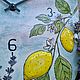 Настенные часы "Лимон и лаванда". Часы классические. Irina Volvach Art Ceramics. Ярмарка Мастеров.  Фото №6