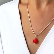 Украшения handmade. Livemaster - original item Red coral pendant on a chain-minimalism, stylish decoration. Handmade.