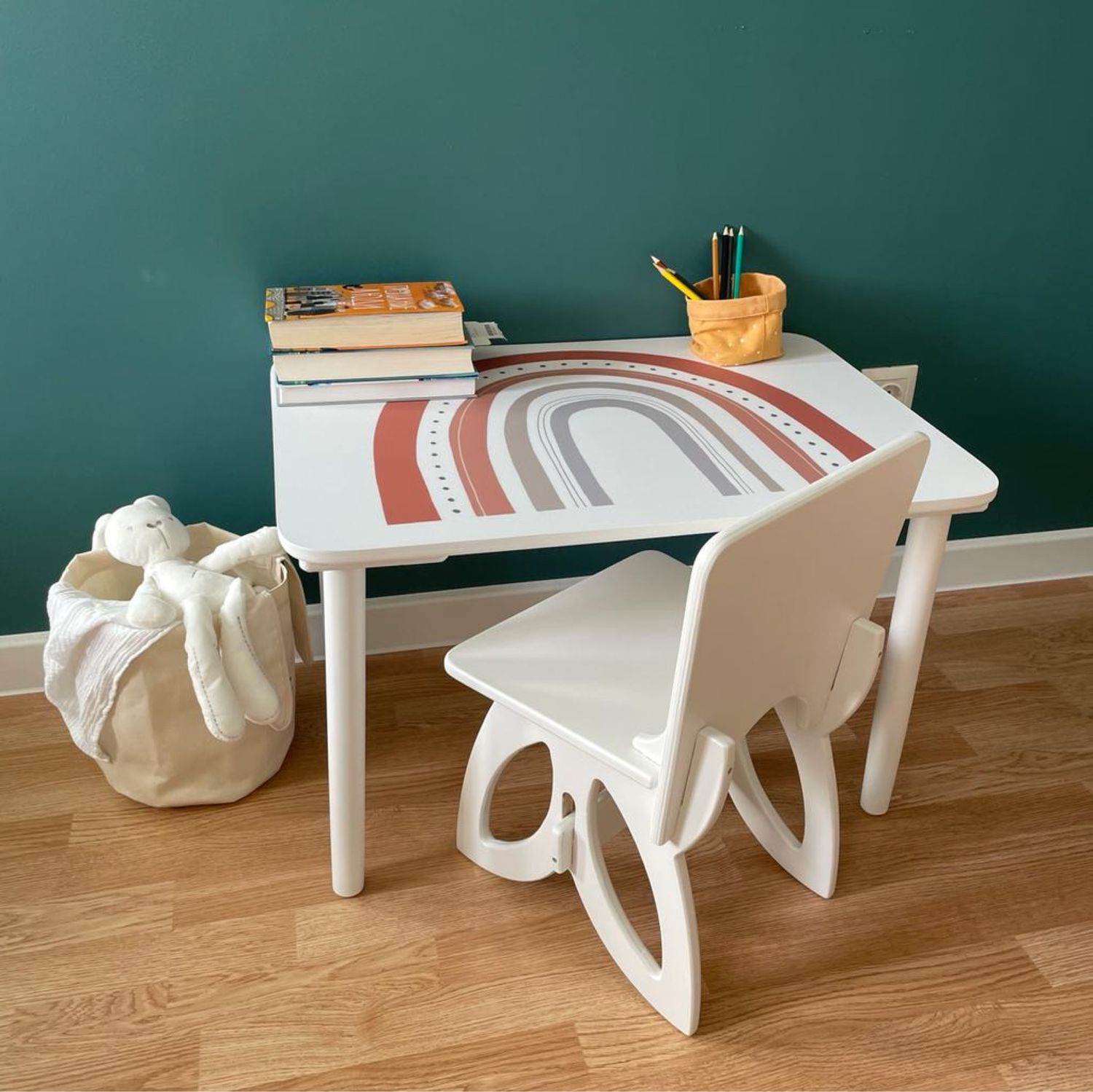 Стол детский и стул из дерева радуга купить в интернет-магазине Ярмарка ...