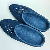 Обувь ручной работы handmade. Livemaster - original item Blue felted Slippers-flip-flops. Handmade.
