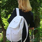 Сумки и аксессуары handmade. Livemaster - original item Denim Pocket WhiteCap backpack. Handmade.