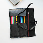 pencil case for pens and pencils leather