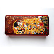 Сумки и аксессуары handmade. Livemaster - original item Wallets: Red Klimt Kiss leather wallet. Handmade.