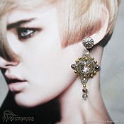 Украшения handmade. Livemaster - original item Beaded earrings with Rivoli 