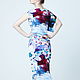 Order Jersey dress white blue and maroon with flowers MIDI. Voielle. Livemaster. . Dresses Фото №3
