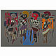 Картина "Четыре фигуры на трех квадратах" 50х70 см, Картины, Москва,  Фото №1
