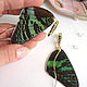 Earrings Are Real Butterfly Wings Urania Black Green Gilding. Earrings. WonderLand. My Livemaster. Фото №5