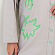 Camisa de lino con bordado beige claro y verde brillante. Blouses. NATALINI. Ярмарка Мастеров.  Фото №4