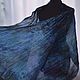 Women's Silk Scarf Blue Green Black Pressed Stole. Scarves. Silk scarves gift for Womans. My Livemaster. Фото №6