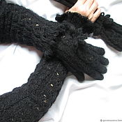Аксессуары handmade. Livemaster - original item Sleeves black gloves,extra long gloves black. Handmade.