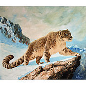 Картины и панно handmade. Livemaster - original item Oil painting snow leopard - 