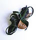 Brooch designer leather Tara flower green marsh brown, Brooches, Moscow,  Фото №1