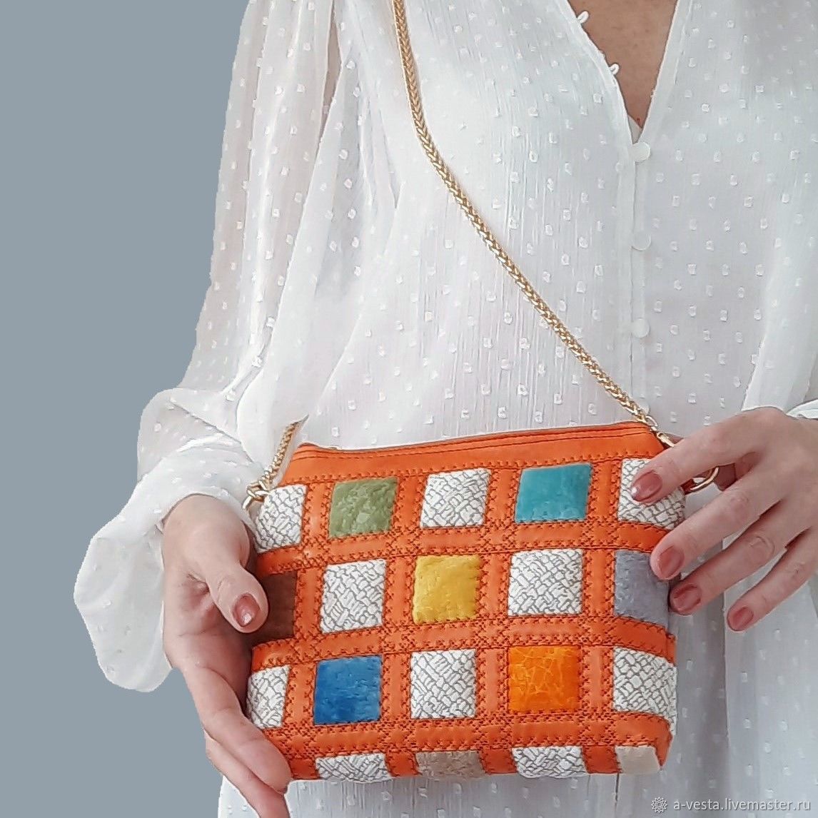 Сумочка Gerda оранж, сумка женская летняя яркая, пэчворк, бохо, 310 в ...