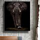 Картина маслом на холсте со слоном купить Чёрный слон на картине в дом, Картины, Москва,  Фото №1