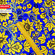 Order Fabric satin gold Khokhloma on blue. SLAVYANKA. Livemaster. . Fabric Фото №3