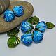 Бусины розочки лэмпворк "Лазурные" стекло lampwork. Бусины. Оксана Искуснова украшения лэмпворк (SOVARTstudio). Интернет-магазин Ярмарка Мастеров.  Фото №2