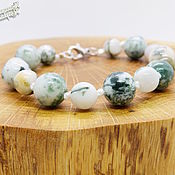 Украшения handmade. Livemaster - original item Snow-covered Forest bracelet (quartz with chlorite, chalcedony). Handmade.