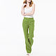 Classic straight trousers made of coniferous linen. Pants. etnoart. Online shopping on My Livemaster.  Фото №2