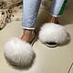 Fur slippers with a Finnish Arctic fox, Slippers, Mozdok,  Фото №1