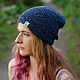Order Beanie hat made of hemp, blue #102. Hemp bags and yarn | Alyona Larina (hempforlife). Livemaster. . Caps Фото №3